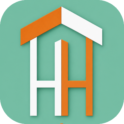 Harrison House logo, an H-and-house monogram